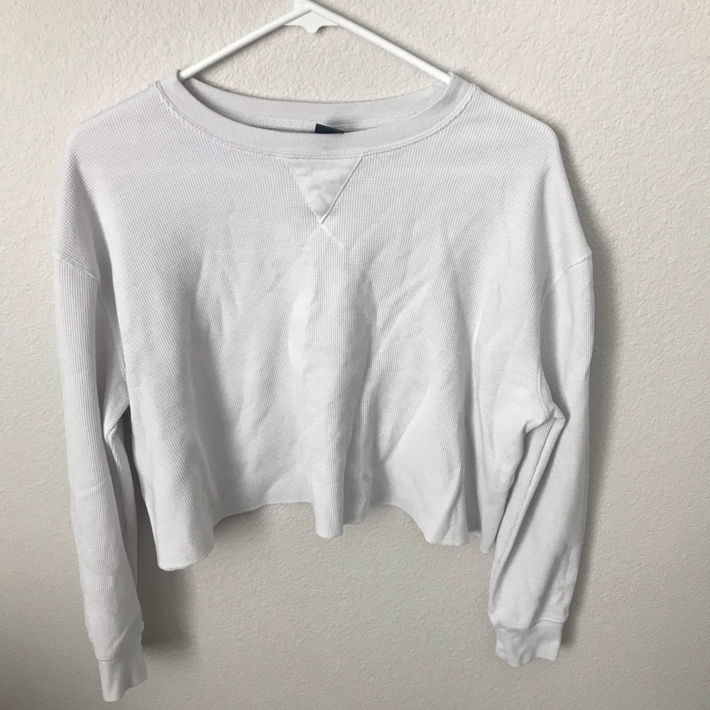 Wild Fable Cropped White Long Sleeve Top